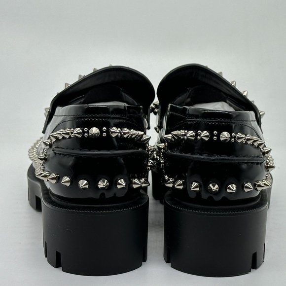 Christian Louboutin CL MOC LUG SPIKES FLAT Leather Loafers Moccasin Shoes - Picture 11 of 15